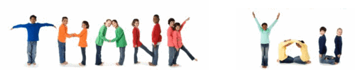 kids using their bodies to spell out thank you
