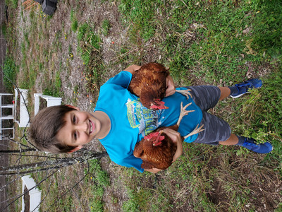 Farmer Johnny taking care of the chickens!
