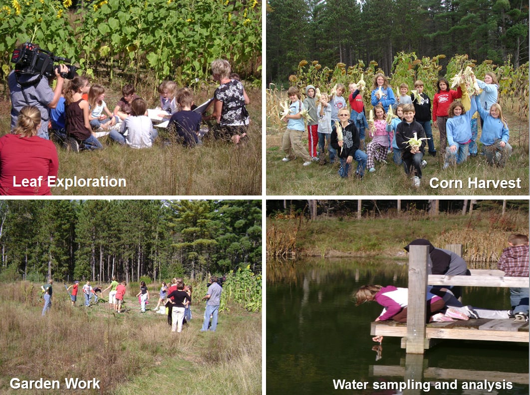 classrooms learning in the pond area
